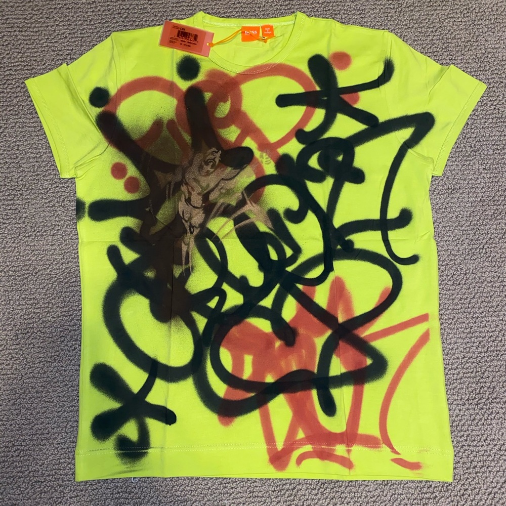 Hugo Boss orange tag graffiti t-shirt